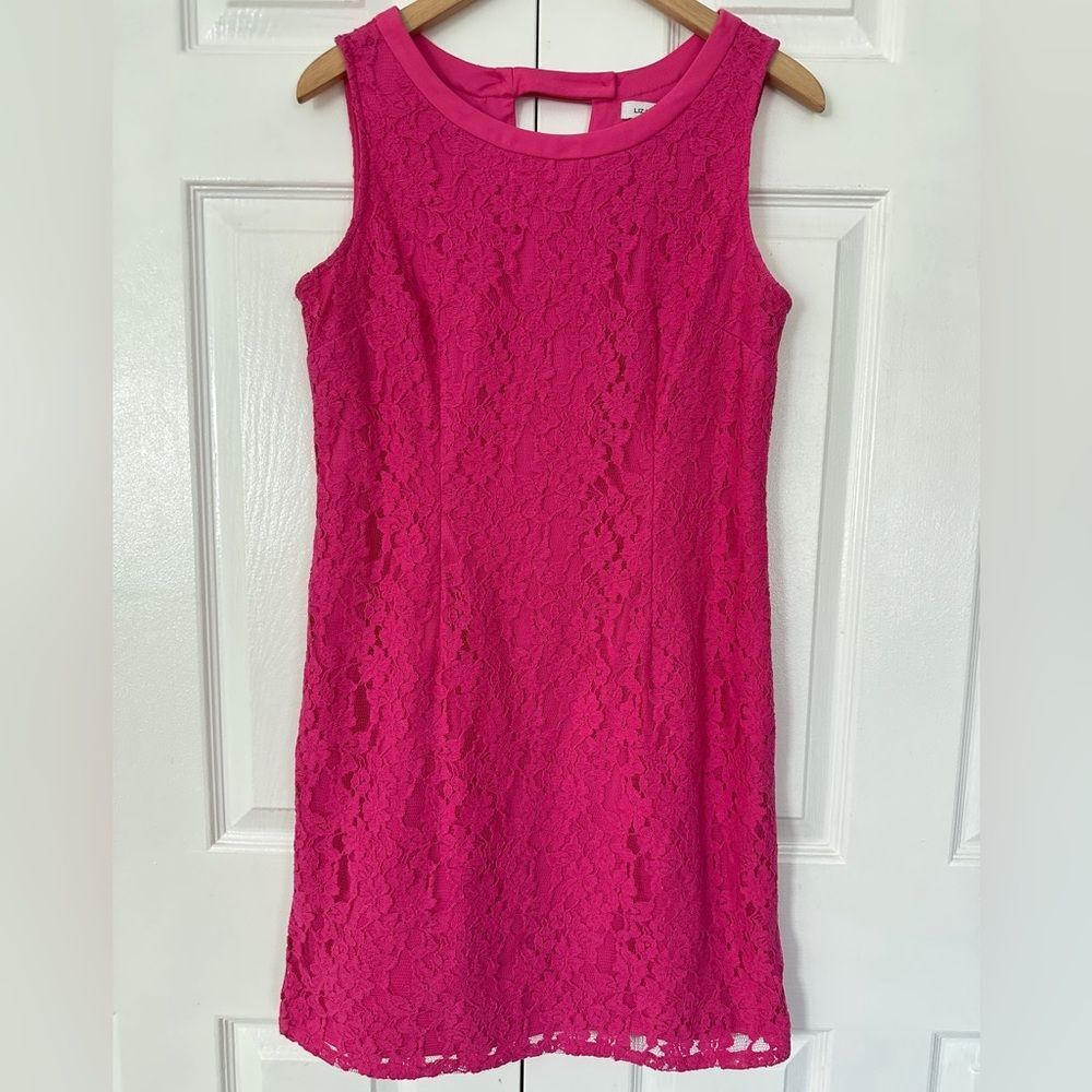 Lace Dress Liz Claiborne Fuchsia Pink Dress Size 12 Wedding Guest Party